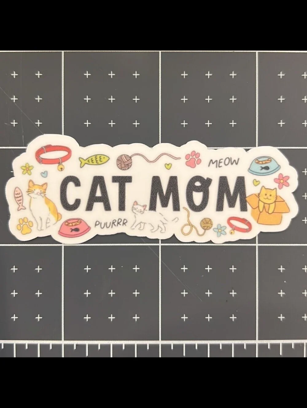 Cat Mom Sticker — White with Pastel Accents